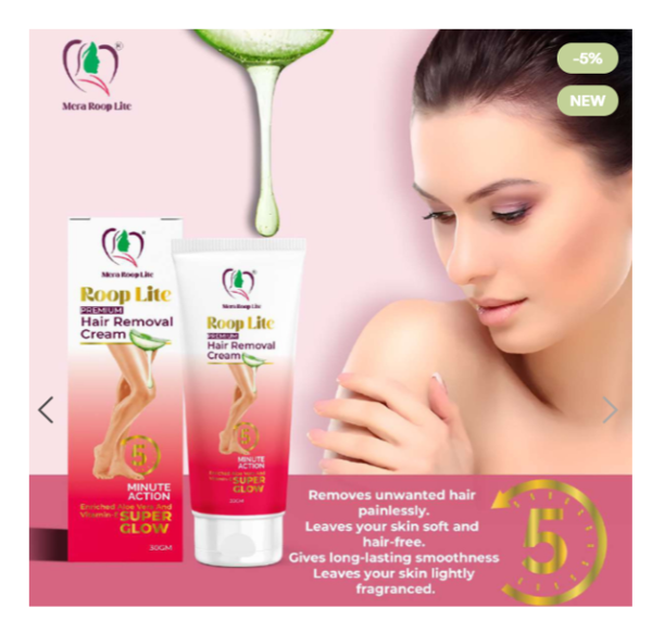 ROOP LITE HAIR REMOVAL CREAM 30GM (PACK OF 2) - Image 2